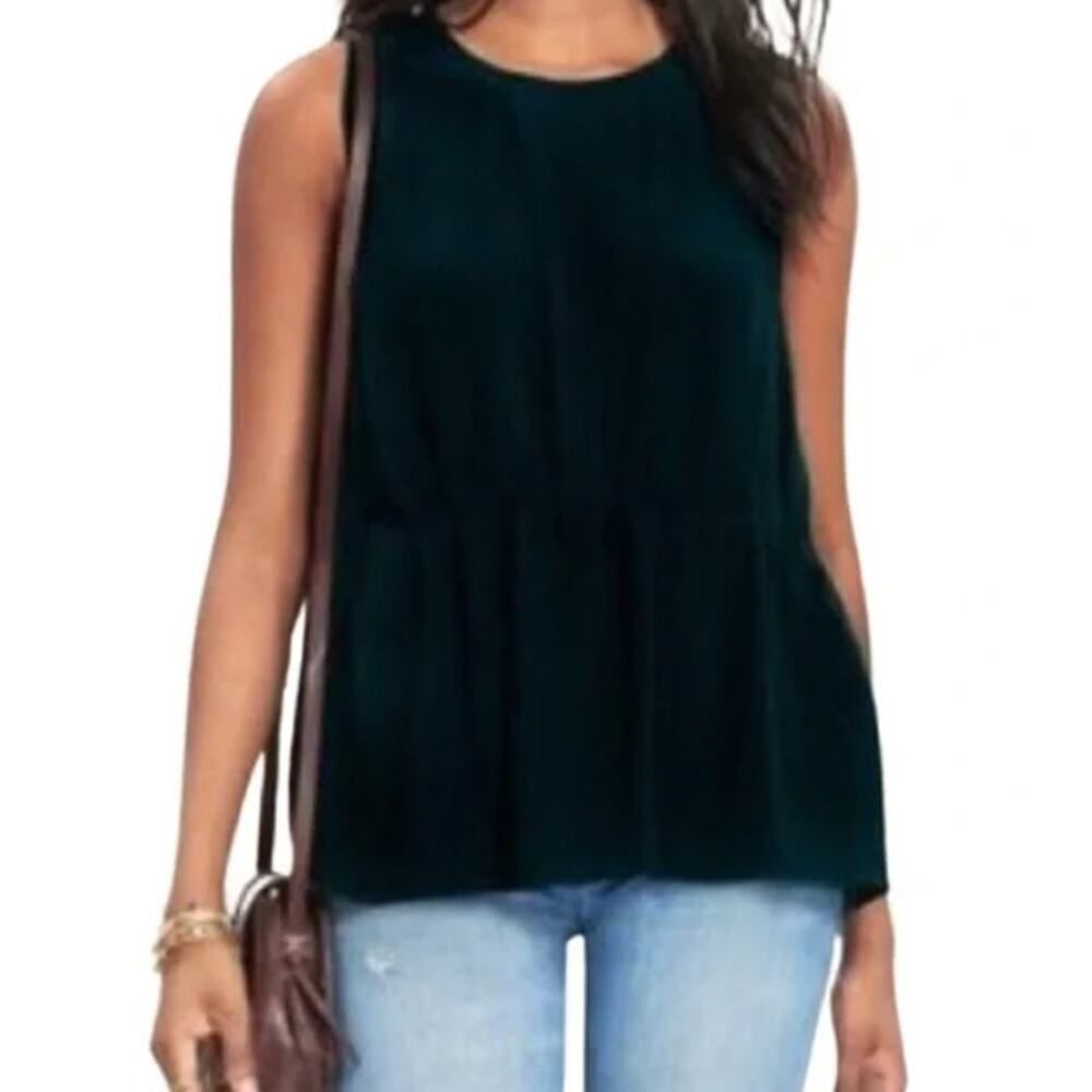 Madewell Peplum Tank Top Women's XS Black Sleeveless Pullover Round Neck